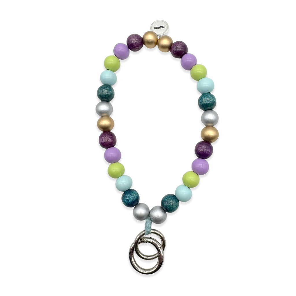 Escapulario Schlüsselkette Blaumix als bunter blauer Keychain für den Alltag eine fröhliche Geschenkidee für modebewusste Frauen.