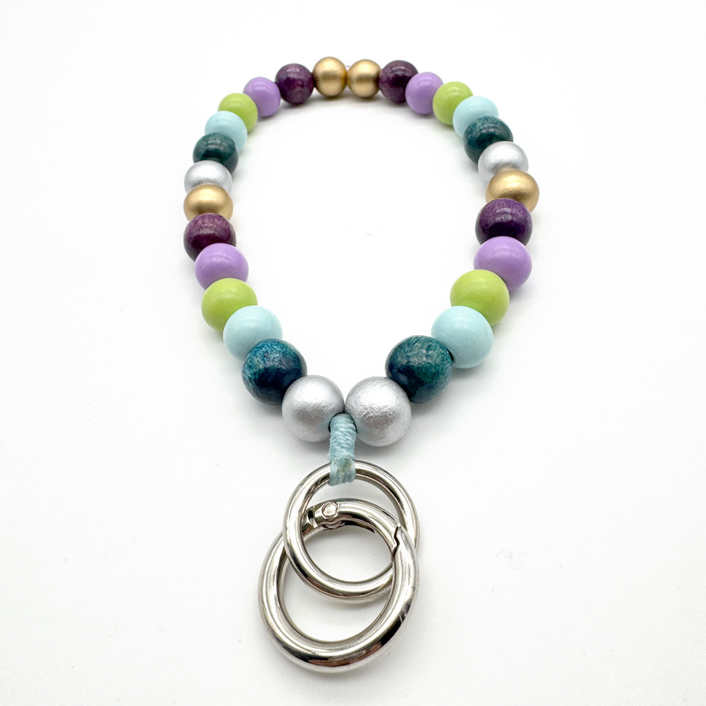 Escapulario Schlüsselkette Blaumix als bunter blauer Keychain für den Alltag eine fröhliche Geschenkidee für modebewusste Frauen.