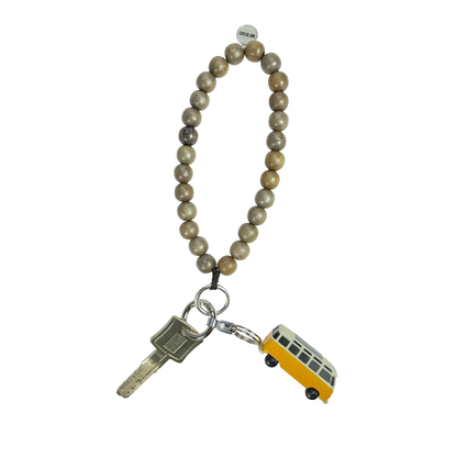 Escapulario Schlüsselkette Braun Metallic als edles schimmerndes Accessoire für den Schlüsselbund ein stilvolles Geschenk für Damen.