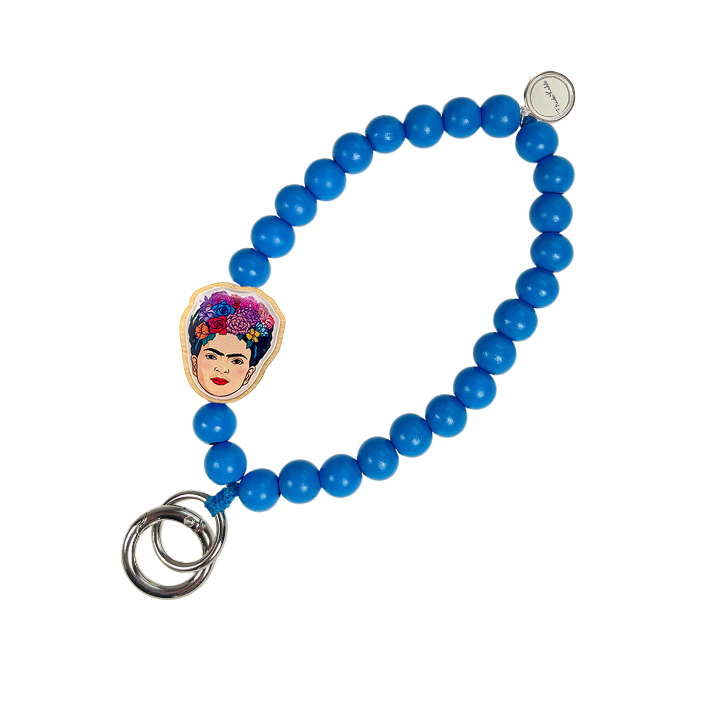 Escapulario Frida Kahlo Schlüsselkette Jeansblau als lässiges künstlerisches Accessoire für den Alltag eine einzigartige Geschenkidee für modebewusste Frauen.