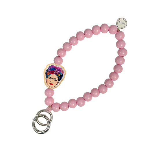 Escapulario Frida Kahlo Schlüsselkette Rosa als künstlerisches Accessoire für den Schlüsselbund ein einzigartiges Geschenk für modebewusste Frauen.