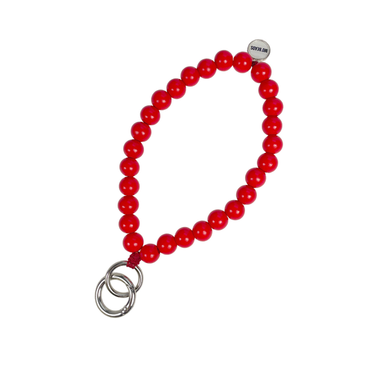 Escapulario Schlüsselkette Koralle als leuchtendes sommerliches Accessoire für den Schlüsselbund eine fröhliche Geschenkidee für Frauen.