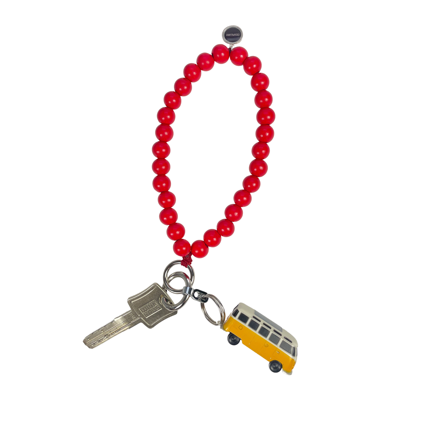 Escapulario Schlüsselkette Koralle als leuchtendes sommerliches Accessoire für den Schlüsselbund eine fröhliche Geschenkidee für Frauen.
