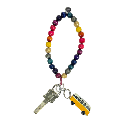Escapulario Schlüsselkette Rainbow als buntes strahlendes Accessoire für den Schlüsselbund eine fröhliche Geschenkidee für Damen die Farbe lieben.