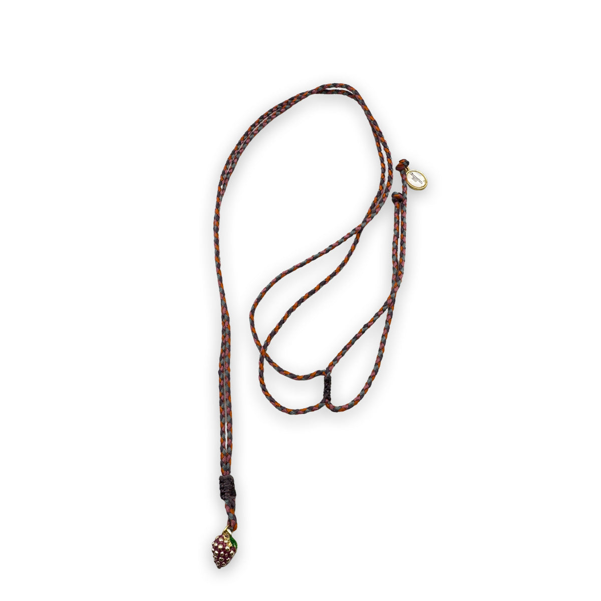 Escapulario String Halskette mit Keramikanhänger Brombeere aus Keramik und Schnur als dunkelbeeriges Accessoire für deinen Sommerlook.