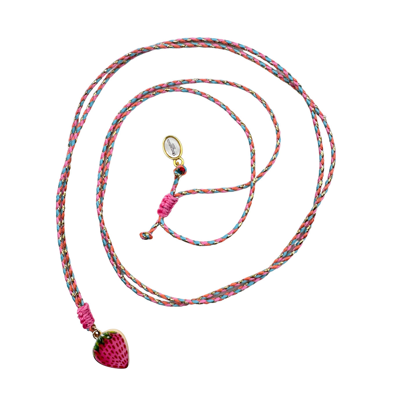 Escapulario String Halskette mit Keramikanhänger Erdbeere aus Keramik und Schnur als fruchtiges Accessoire für deinen Sommerlook.