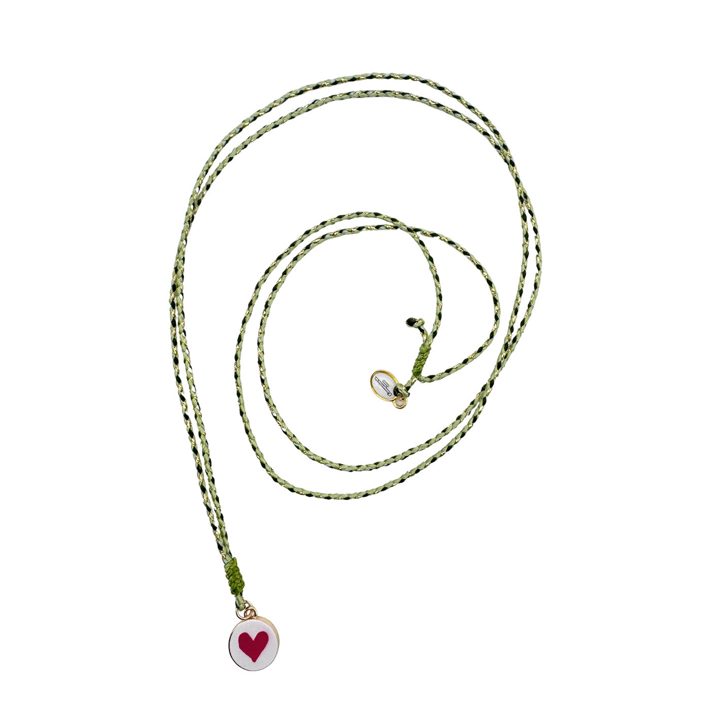 Escapulario String Halskette mit Keramikanhänger Herz aus Keramik und Schnur als verspieltes Accessoire für deinen Sommerlook.