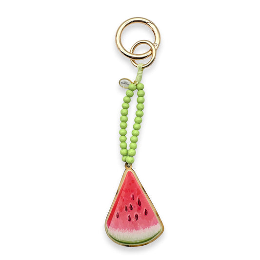 Escapulario Taschenanhänger Melone als frischer sommerlicher Bagcharm für Handtaschen und Taschen als fruchtiges Accessoire für Damen.