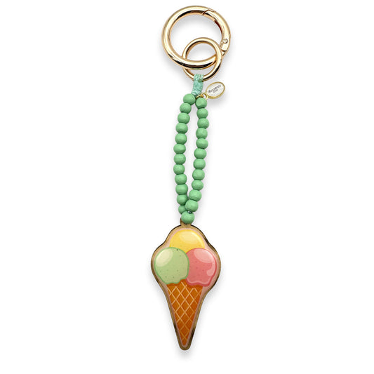 Escapulario Taschenanhänger Eiscreme als süßer sommerlicher Bagcharm für Taschen und Handtaschen eine witzige Geschenkidee für Frauen die den Sommer lieben.