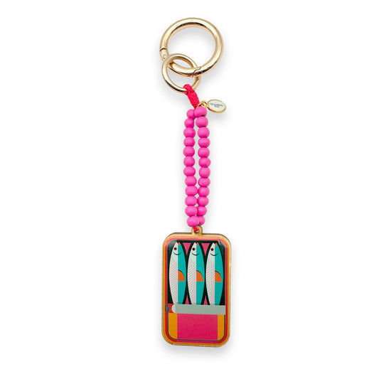 Escapulario Taschenanhänger Sardinen als witziger verspielter Bagcharm für Taschen und Handtaschen – ein einzigartiges Accessoire für Frauen.
