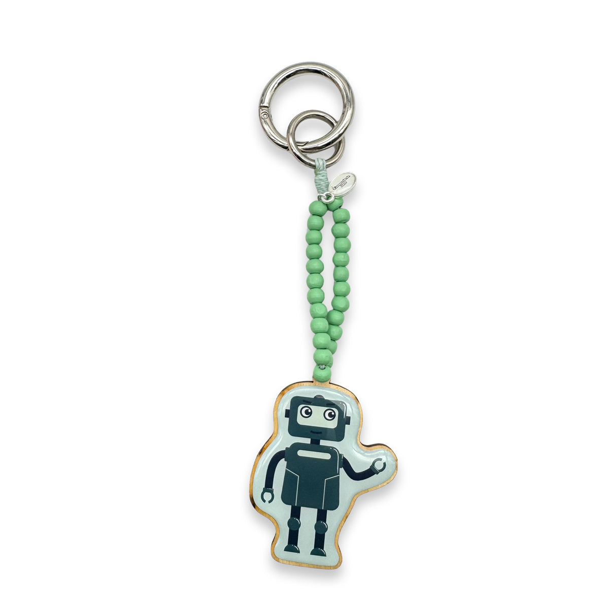 Escapulario Taschenanhänger Roboter als cooler verspielter Bagcharm für Taschen und Handtaschen eine außergewöhnliche Geschenkidee für Damen.