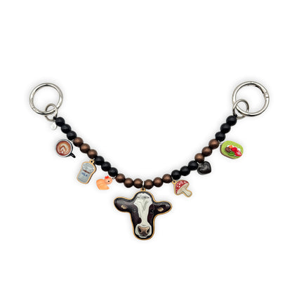 Escapulario Taschenkette Coffee und Cow als witzige Taschenkette für Handtaschen und Taschen eine humorvolle Geschenkidee für modebewusste Damen.